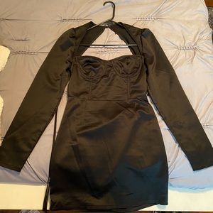 Pretty Little Thing long sleeve satin back mini dress